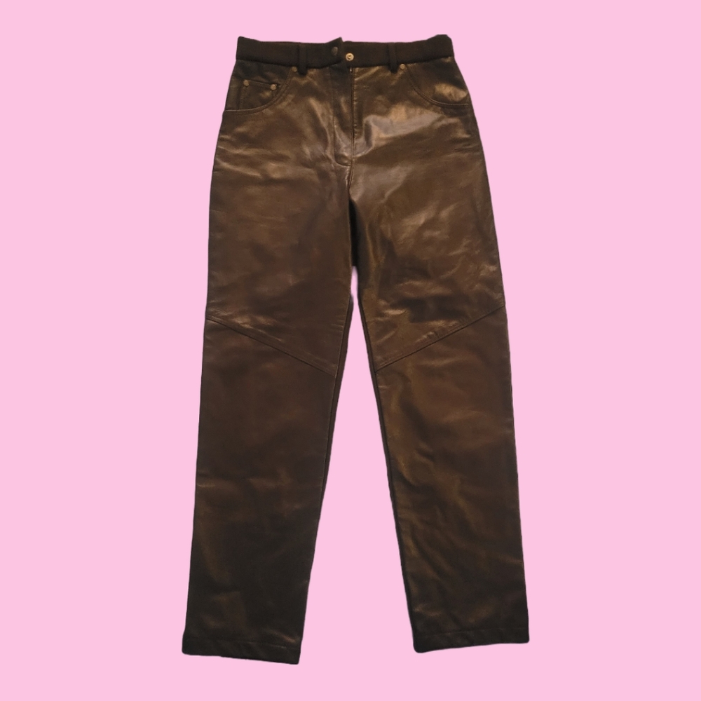 Vintage Y2k Brown Leather Pants By Mitchies Matchings